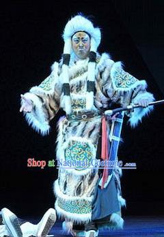 Yue Zhao Sai Bei Chinese Peking Opera Young Male Garment Costumes and Headwear Beijing Opera General Baer Tu Apparels Armor Clothing