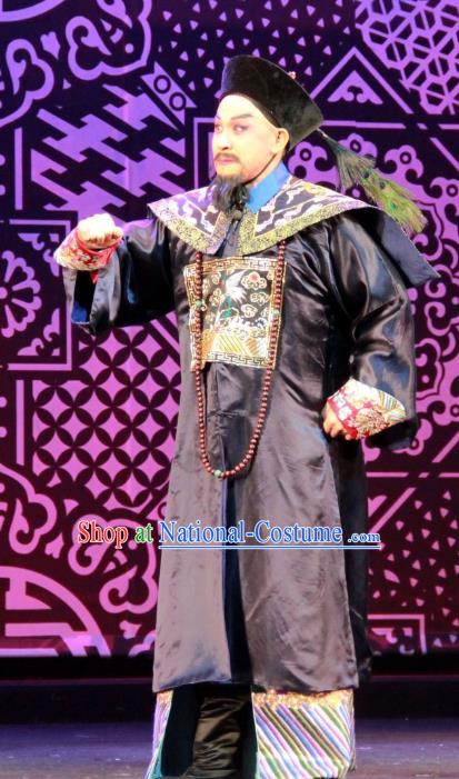 Yue Zhao Sai Bei Chinese Peking Opera Official Garment Costumes and Headwear Beijing Opera Apparels Qing Dynasty Minister Clothing