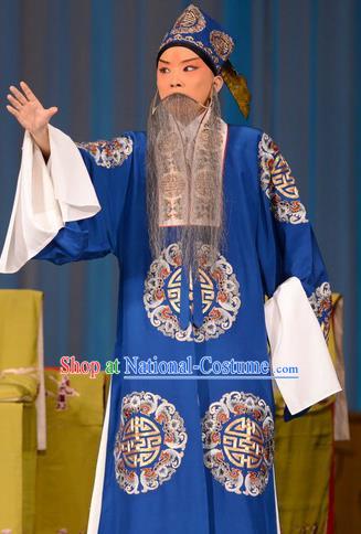 Zhu Sha Zhi Chinese Peking Opera Prefecture Han Tingfeng Garment Costumes and Headwear Beijing Opera Laosheng Apparels Elderly Male Clothing