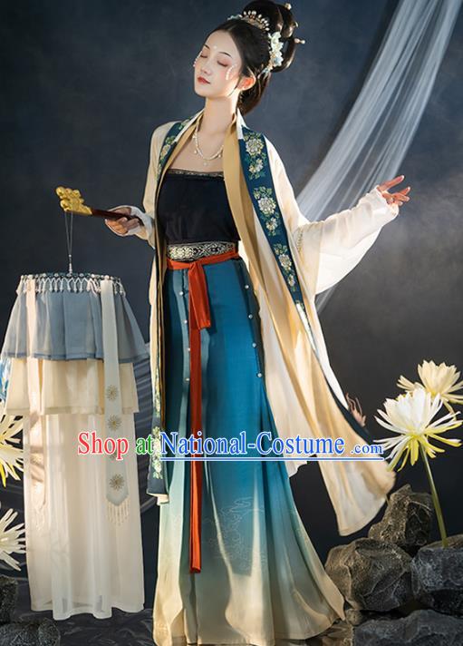 Chinese Traditional Song Dynasty Civilian Lady Apparels Historical Costumes Ancient Women Hanfu Dress Garment Complete Set