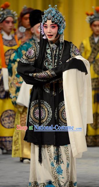 Chinese Beijing Opera Young Female Apparels He Hou Ma Dian Costumes and Headpieces Traditional Peking Opera Empress Dress Actress Queen Garment