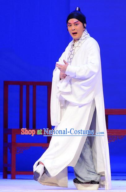 Su Qin Chinese Peking Opera Xiaosheng Political Strategists Garment Costumes and Headwear Beijing Opera Young Male Apparels Scholar White Clothing