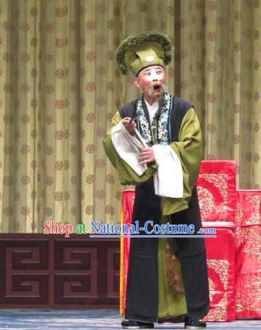 Qin Xianglian Chinese Ping Opera Chou Role Apparels Costumes and Headwear Pingju Opera Laosheng Clothing