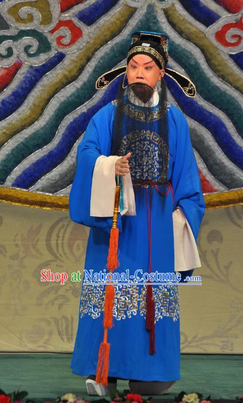 Su Xiaomei Chinese Peking Opera Poet Garment Costumes and Headwear Beijing Opera Elderly Man Apparels Scholar Su Dongpo Clothing