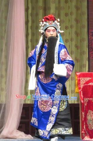 Qin Xianglian Chinese Ping Opera Old Male Chen Shimei Garment Costumes and Headwear Pingju Opera Minister Apparels Official Clothing