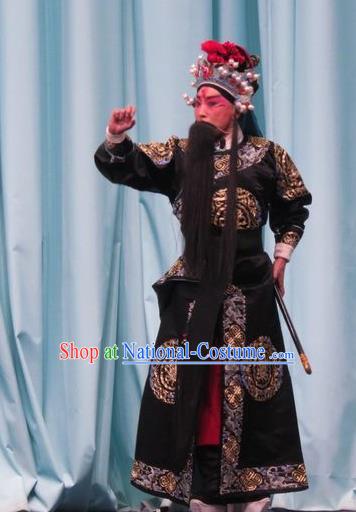 Qin Xianglian Chinese Ping Opera Martial Male Garment Costumes and Headwear Pingju Opera Wusheng Apparels Swordsman Clothing