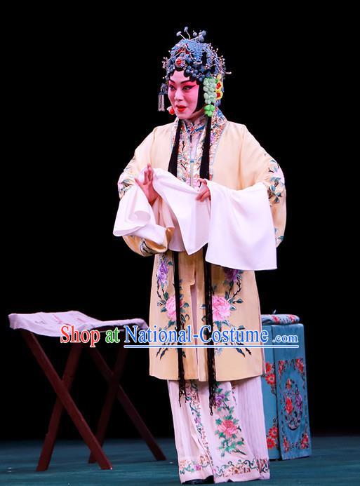 Chinese Beijing Opera Rich Lady Apparels Shi Wen Hui Costumes and Headpieces Traditional Peking Opera Hua Tan Dress Young Beauty Shen Wan E Garment