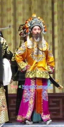 Qin Xianglian Chinese Ping Opera Bodyguard Garment Costumes and Headwear Pingju Opera Martial Male Apparels Clothing