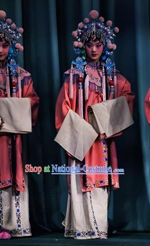 Chinese Ping Opera Qin Xianglian Palace Maid Apparels Costumes and Headdress Traditional Pingju Opera Female Servant Dress Garment