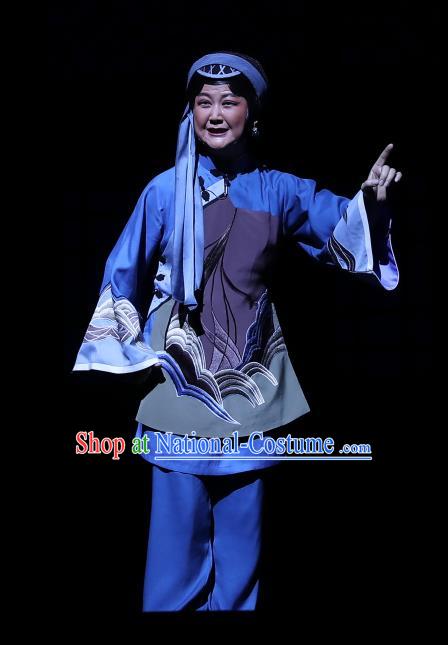 Chinese Beijing Opera Elderly Female Apparels Jing Hai Hun Costumes and Headpieces Traditional Peking Opera Fisher Woman Dress Garment