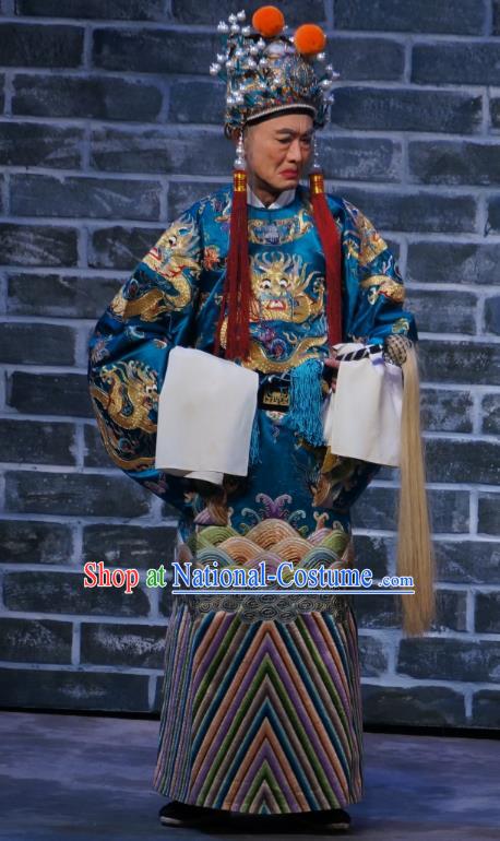 Seven Heros Five Gallants Chinese Peking Opera Old Servant Garment Costumes and Headwear Beijing Opera Court Eunuch Apparels Clothing