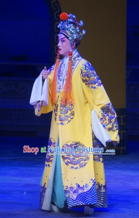 Seven Heros Five Gallants Chinese Peking Opera Emperor Garment Costumes and Headwear Beijing Opera Xiaosheng Apparels Young Male Clothing