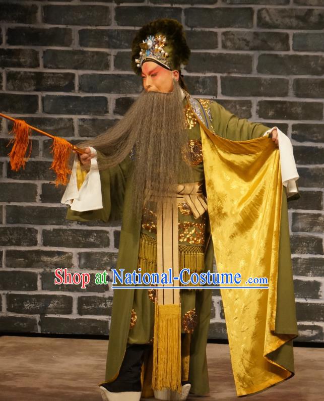 Seven Heros Five Gallants Chinese Peking Opera Elderly Male Garment Costumes and Headwear Beijing Opera Laosheng Apparels Landlord Clothing