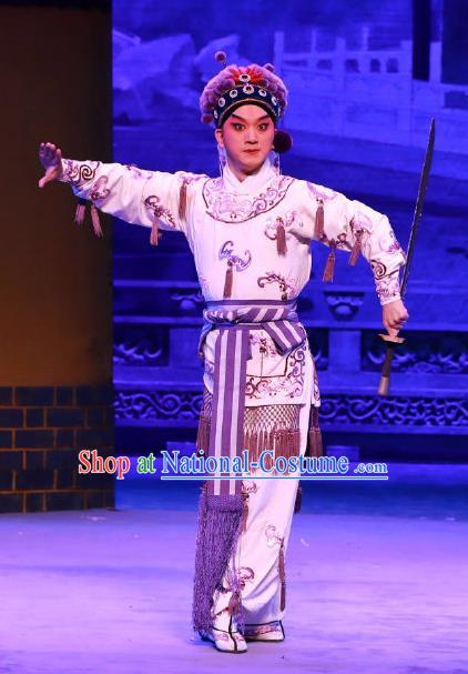 Seven Heros Five Gallants Chinese Peking Opera Young Male Garment Costumes and Headwear Beijing Opera Knight Apparels Swordsman Bai Yutang Clothing