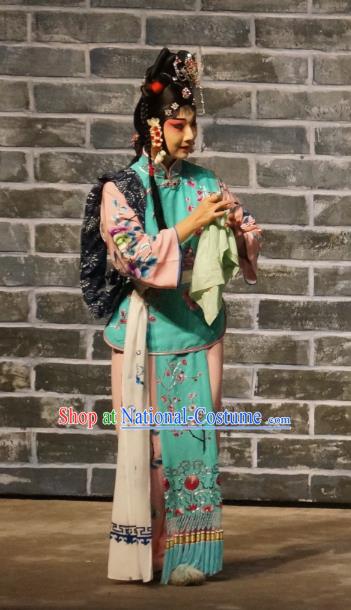 Chinese Beijing Opera Village Girl Apparels Seven Heros Five Gallants Costumes and Headpieces Traditional Peking Opera Xiaodan Dress Young Lady Garment