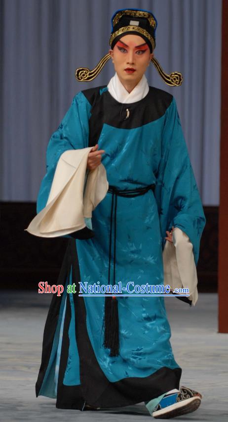 Liu Lanzhi Chinese Peking Opera Young Official Garment Costumes and Headwear Beijing Opera Scholar Apparels Niche Jiao Zhongqing Clothing