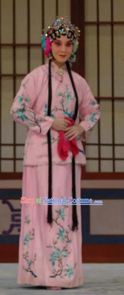 Chinese Beijing Opera Liu Lanzhi Young Girl Apparels Costumes and Headpieces Traditional Peking Opera Xiaodan Pink Dress Garment