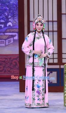 Chinese Beijing Opera Xiao Dan Apparels Liu Lanzhi Costumes and Headpieces Traditional Peking Opera Young Girl Pink Dress Garment