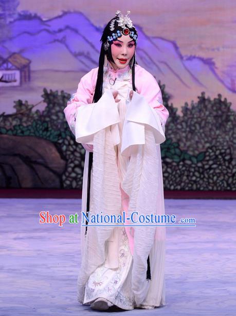 Chinese Beijing Opera Distress Female Apparels Liu Lanzhi Costumes and Headpieces Traditional Peking Opera Young Woman Dress Diva Garment