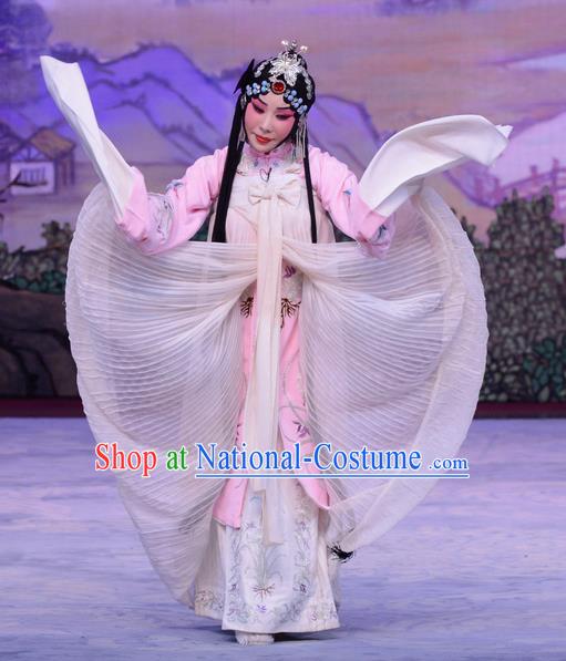 Chinese Beijing Opera Distress Female Apparels Liu Lanzhi Costumes and Headpieces Traditional Peking Opera Young Woman Dress Diva Garment