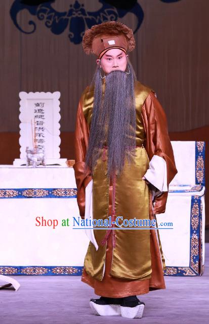 Hong Mu Ma Chou Chinese Peking Opera Laosheng Garment Costumes and Headwear Beijing Opera Elderly Male Apparels Landlord Hong Chengchou Clothing