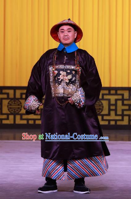 Hong Mu Ma Chou Chinese Peking Opera Minister Garment Costumes and Headwear Beijing Opera Official Apparels Clothing