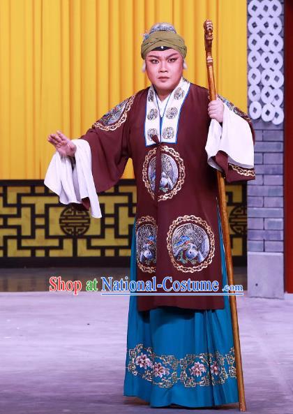 Chinese Beijing Opera Dame Apparels Hong Mu Ma Chou Costumes and Headpieces Traditional Peking Opera Pantaloon Dress Elderly Female Garment