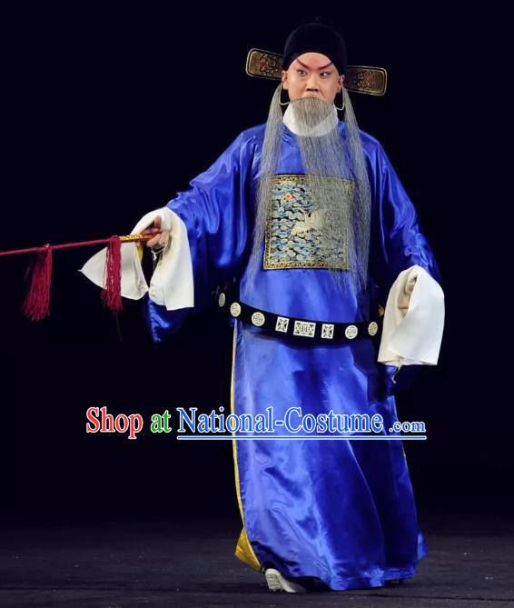 Return to the Han Dynasty Chinese Peking Opera Elderly Male Garment Costumes and Headwear Beijing Opera Jing Role Apparels Envoy Official Clothing