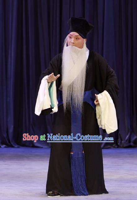 Nan Tian Men Chinese Peking Opera Old Servant Garment Costumes and Headwear Beijing Opera Jing Role Apparels Laosheng Cao Fu Clothing