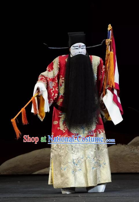 Return to the Han Dynasty Chinese Peking Opera Official Garment Costumes and Headwear Beijing Opera Jing Role Apparels Chancellor Cao Cao Clothing