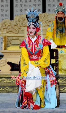 Chinese Beijing Opera Queen Apparels Empress With Great Feet Costumes and Headpieces Traditional Peking Opera Actress Ma Xiuying Dress Hua Tan Garment