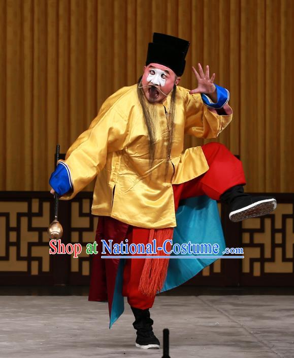 Dingjun Mount Chinese Peking Opera Chou Xia Houshang Garment Costumes and Headwear Beijing Opera Clown Apparels Clothing