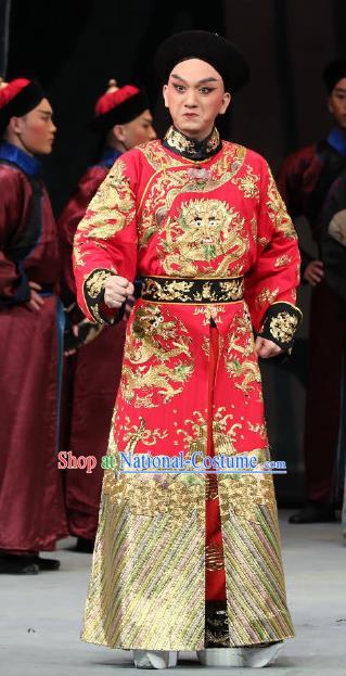 Inspector And Prince Chinese Peking Opera Royal Highness Garment Costumes and Headwear Beijing Opera Apparels Infante Red Clothing