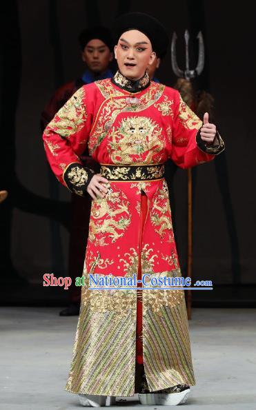 Inspector And Prince Chinese Peking Opera Royal Highness Garment Costumes and Headwear Beijing Opera Apparels Infante Red Clothing