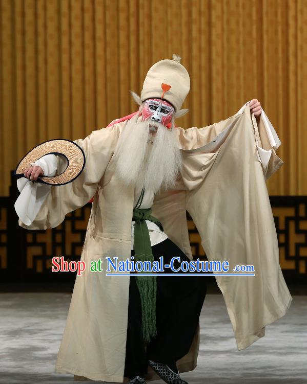 Da Gua Yuan Chinese Peking Opera Laosheng Tao Hong Garment Costumes and Headwear Beijing Opera Elderly Male Apparels Clothing