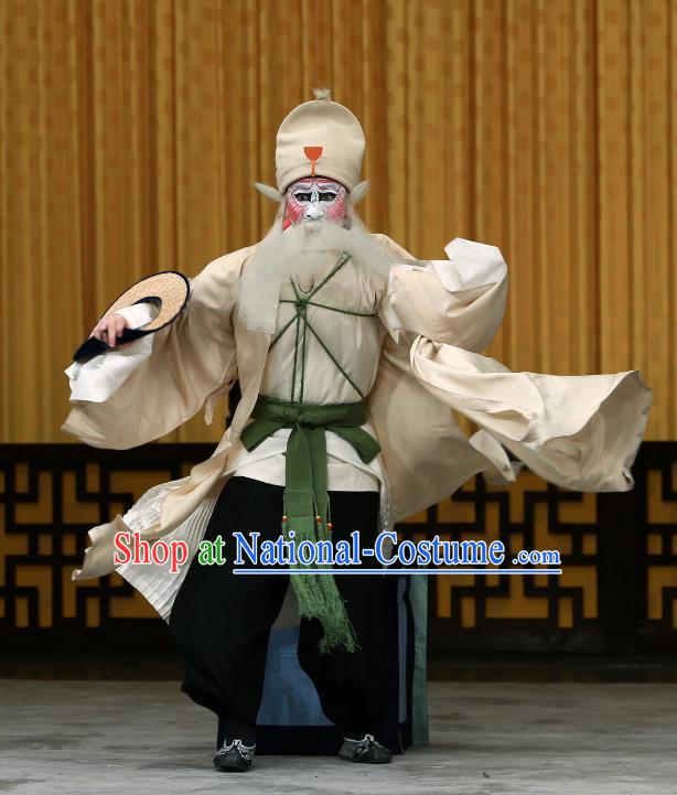 Da Gua Yuan Chinese Peking Opera Laosheng Tao Hong Garment Costumes and Headwear Beijing Opera Elderly Male Apparels Clothing