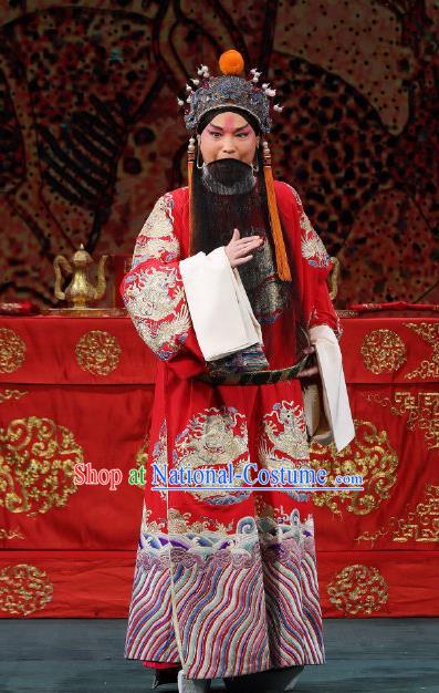 Zhai Ying Hui Chinese Peking Opera King Chuzhuang Garment Costumes and Headwear Beijing Opera Laosheng Apparels Elderly Male Clothing