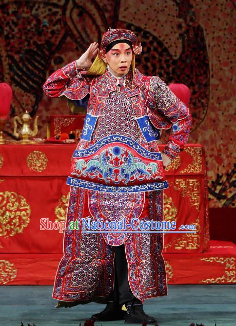 Zhai Ying Hui Chinese Peking Opera Takefu Armor Garment Costumes and Headwear Beijing Opera Wusheng Apparels Martial Male Tang Jiao Clothing