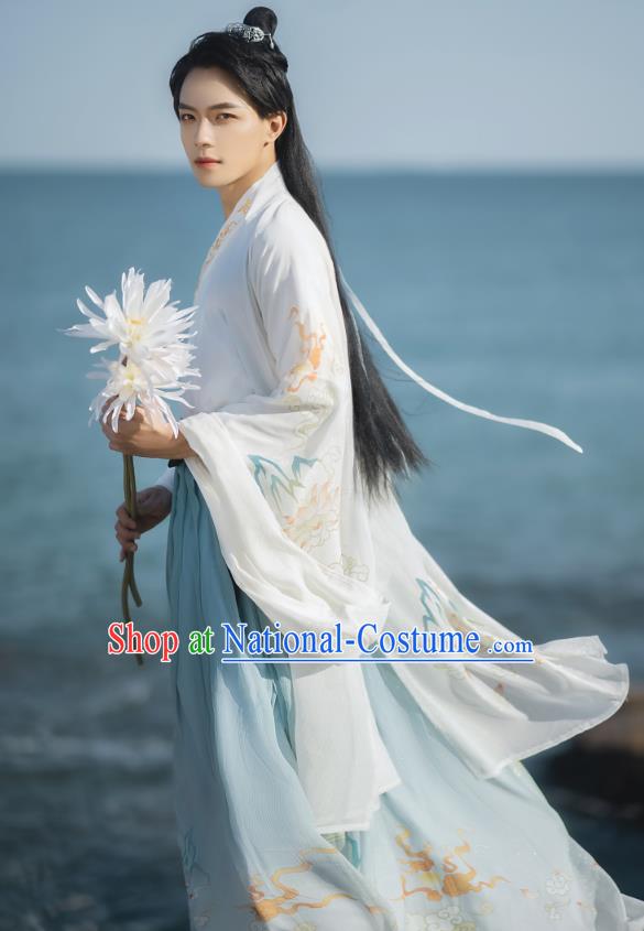 Chinese Traditional Jin Dynasty Scholar Historical Costumes Ancient Noble Childe Hanfu Swordsman Clothing for Men