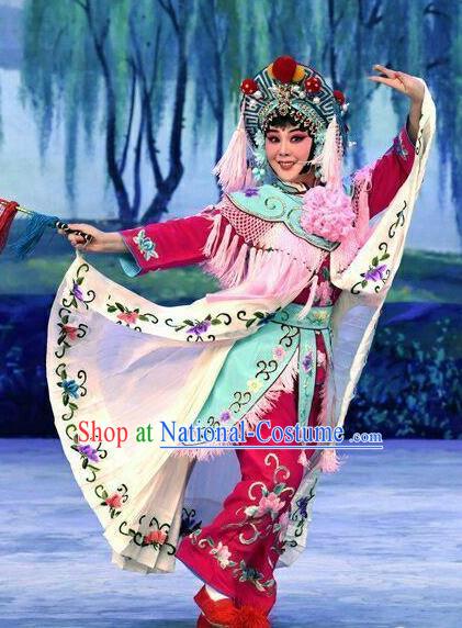 Chinese Beijing Opera Diva Apparels Xiao Fang Niu Costumes and Headpieces Traditional Peking Opera Country Woman Dress Village Girl Garment