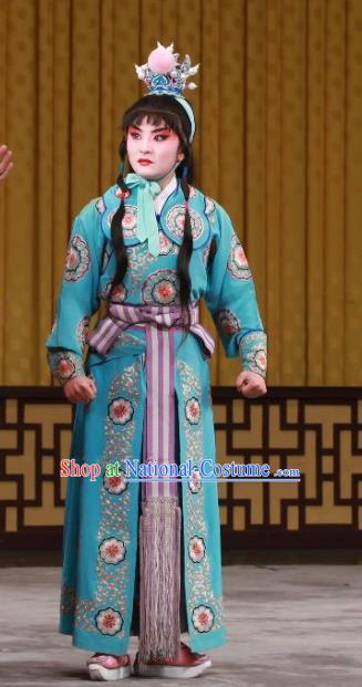 Ming Mo Yi Hen Chinese Peking Opera Wa Wa Sheng Chongzhen Garment Costumes and Headwear Beijing Opera Young Boy Apparels Prince Blue Clothing