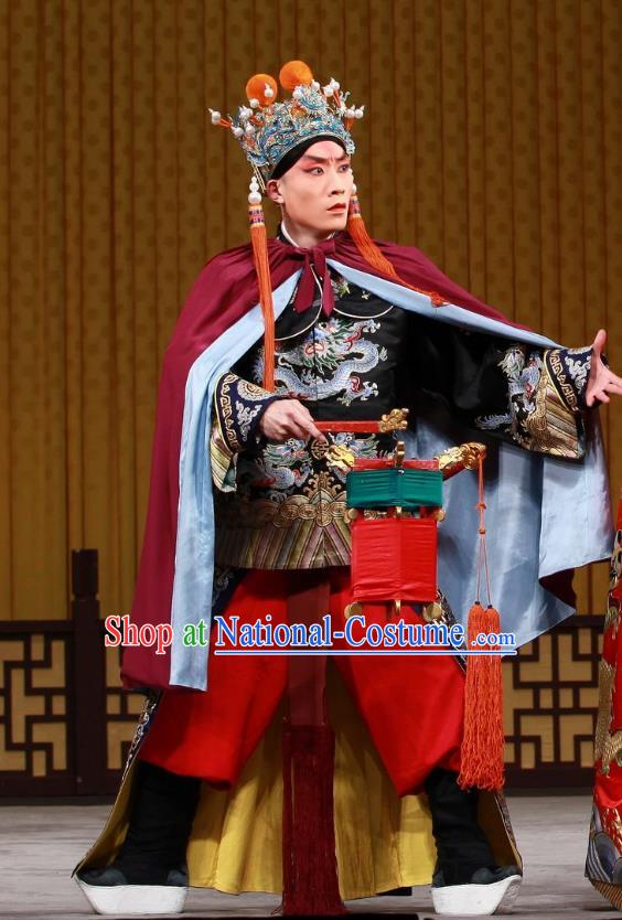 Ming Mo Yi Hen Chinese Peking Opera Imperial Bodyguard Garment Costumes and Headwear Beijing Opera Wusheng Apparels Martial Male Clothing