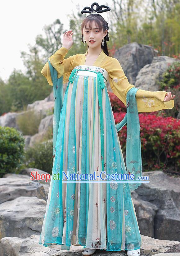 Chinese Traditional Tang Dynasty Noble Female Hanfu Dress Ancient Apparels Patrician Lady Historical Costumes for Women