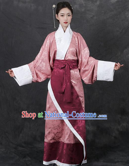 Chinese Traditional Han Dynasty Palace Lady Hanfu Dress Ancient Curving Front Garment Court Woman Historical Costumes