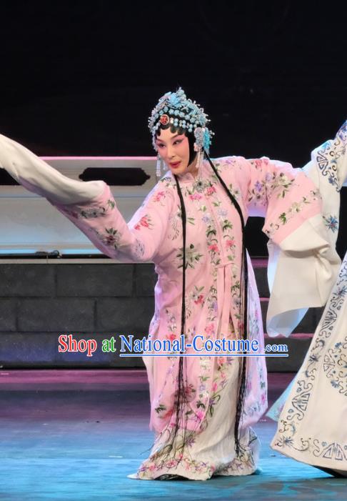 Chinese Beijing Opera Hua Tan Apparels Chun Gui Meng Costumes and Headpieces Traditional Peking Opera Actress Pink Dress Young Mistress Garment