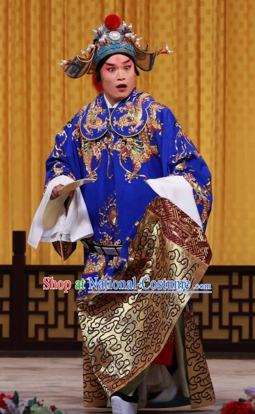 Wei Yang Palace Chinese Peking Opera King Han Xin Garment Costumes and Headwear Beijing Opera Young Male Apparels Lord Clothing