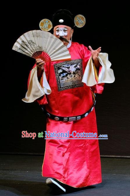 Shen Tou Ci Tang Chinese Peking Opera Chou Role Garment Costumes and Headwear Beijing Opera Official Apparels Magistrate Tang Qin Clothing