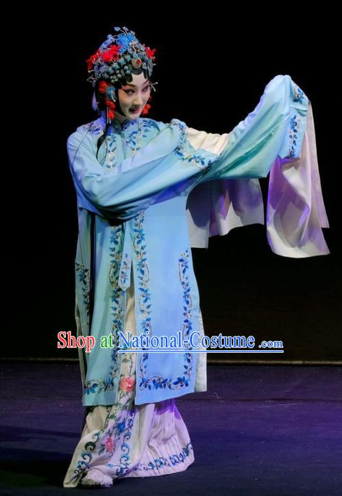 Chinese Beijing Opera Young Female Apparels Shen Tou Ci Tang Costumes and Headpieces Traditional Peking Opera Diva Xue Yan Dress Hua Tan Garment