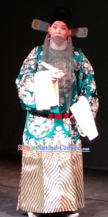 Shen Tou Ci Tang Chinese Peking Opera Minister Garment Costumes and Headwear Beijing Opera Official Lu Bing Apparels Elderly Male Clothing