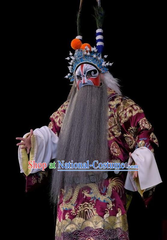 Duan Mi Jian Chinese Peking Opera Chief Garment Costumes and Headwear Beijing Opera Jing Role Apparels Lord Li Mi Clothing